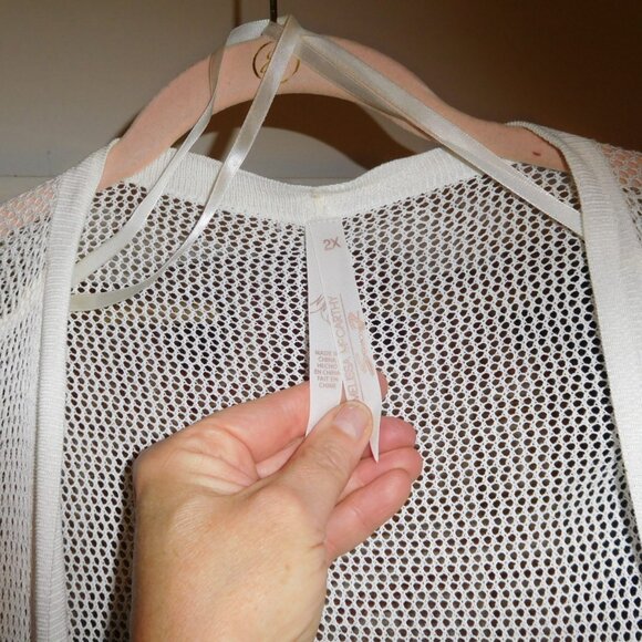 2X WHITE Melissa McCarthy Seven7 Open Front Sleeveless Knit Cardigan Duster - Picture 3 of 10